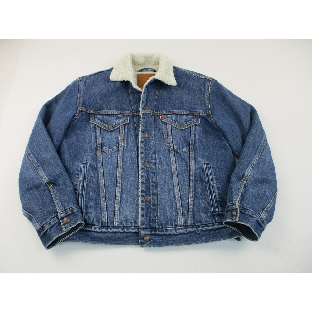 Levi's Trucker Jacket Men S Blue Vintage Fit Sherpa Lined Denim Premium Utility